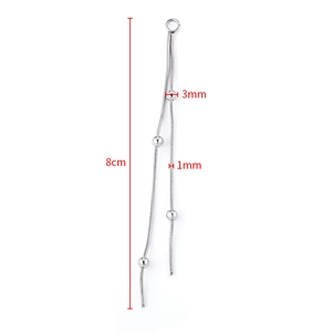 Catena a serpente in acciaio inossidabile lucido con perline, lunghezza 8cm e spessore 1mm