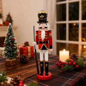 Soldat casse-noisette classique en bois de 40 cm pour décoration de table de Noël festive