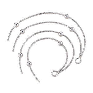 Set di quattro catene a serpente in acciaio inossidabile argento con perline per gioielli fai da te