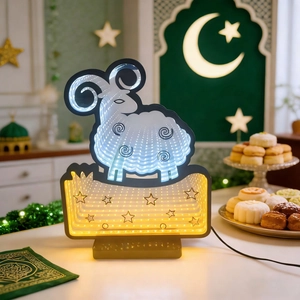 Creative Goat LED Infinity Mirror Tunnel Light for Eid Festival and Ramadan Home Decoration