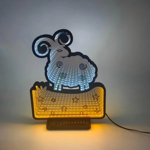 3D LED goat tunnel mirror light with infinity effect for festive home decoration