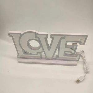 Creative LED tunnel mirror LOVE light with USB cable and white base for festive decor