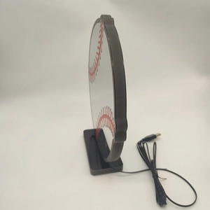 Detailed side view of baseball themed 3D LED jersey lamp with USB power cable and black base