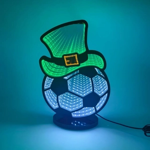 Saint Patrick's Day football LED abyss mirror lamp with green hat for party decor