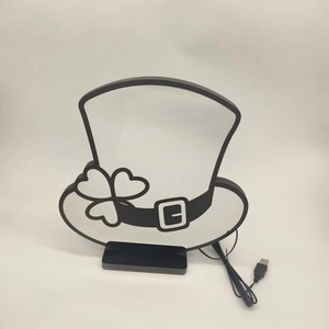 Lampada neon cappello San Patrizio con trifoglio e base USB per decorazione festa