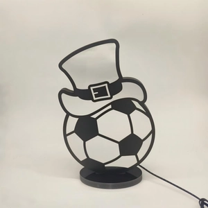 Creative soccer table lamp with top hat decoration and black base for room decor
