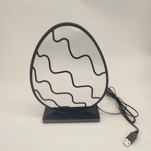 Lampada tunnel a LED moderna a forma di uovo con motivo a onde nere e base USB