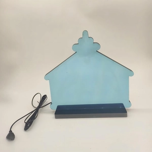 Creative LED neon light with blue acrylic house silhouette and black USB power base