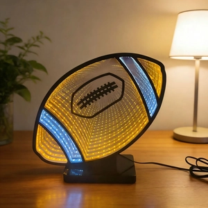 Football Infinity Mirror LED Lamp 3D Rugby Night Light USB Desktop Decorative Mood Lamp For Bedroom Living Room Sports Fans