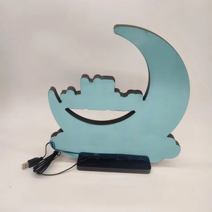 LED Tunnel-Mondlampe aus hellblauem Acryl mit USB-Kabel für Ramadan Dekoration