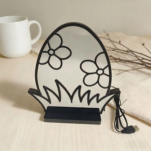 Lampe tunnel LED en forme d'œuf de Pâques avec motifs floraux et câble USB