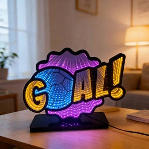 Football GOAL! Infinity Mirror LED Neon Sign Creative 3D Soccer Theme Desktop Atmosphere Light For Sports Fans Home Bedroom Decor