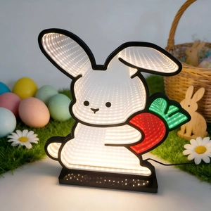 Easter bunny infinity mirror LED lamp with carrot design for home festive decor