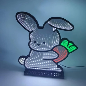 Creative Easter bunny infinity mirror tunnel lamp with LED lights and carrot detail