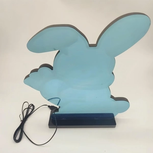 Detail view of rabbit-shaped infinity mirror desk lamp with USB power cable