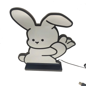 Detail of bunny infinity mirror lamp with acrylic frame and USB powered rectangle base