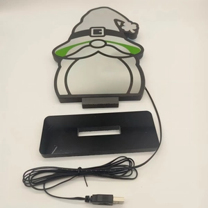 Detailed parts of St. Patrick's Day gnome neon light with USB cable and base