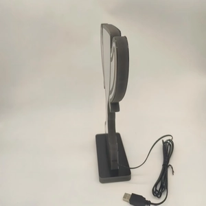 Detailed side view of LED jersey mirror lamp with thick acrylic frame and USB cable
