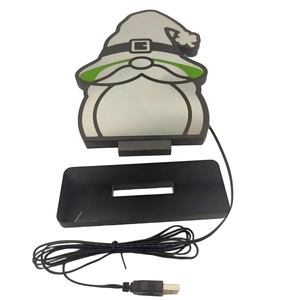 St. Patrick's Day gnome neon night light with green wizard hat and acrylic base decoration