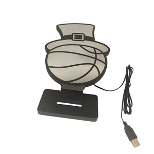 Creative basketball night light with top hat on black base for table decoration