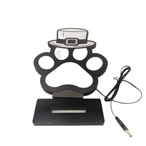 St. Patrick's Day Katzenpfote LED Neon Schild mit Hut und USB-Basis für Schreibtisch Deko