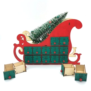 Weihnachtlicher Adventskalender Aus Holz In Schlittenform Mit LED Licht Mini Weihnachtsbaum Haus Tisch Dekoration Ornament