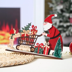 Nordic Style Wooden Santa Claus Desktop Ornament Laser Cut Painted Wood Christmas Decoration For Home Table Centerpiece