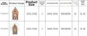 Detailed size chart for LED wooden Christmas church decor measuring 15x5.5x32cm