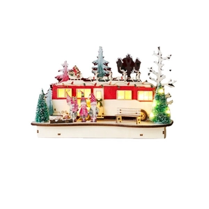 Christmas LED wooden vintage camper decor with Santa reindeer and festive gnomes
