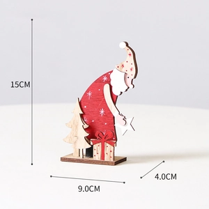 Detail of wooden Santa Claus desk ornament with 15cm height dimensions and festive design