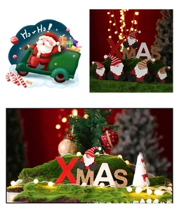 Detail of 12cm wooden XMAS letter ornaments and Santa figurines for holiday home decor