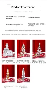 Detailed size specifications for wooden Christmas snowman calendar and painted tree ornaments