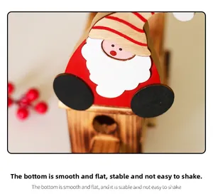 Close-up of the stable flat wooden base of a handcrafted Christmas Santa gnome ornament