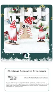 Detail of handcrafted wooden Santa and owl figurines with soft white flocking texture