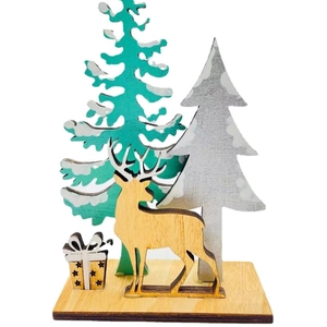 Creative wooden Christmas tree and reindeer desk ornaments for festive party decorations
