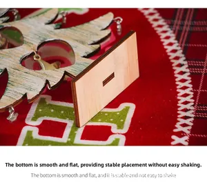 Detail of wooden Christmas tree base showing stable connection and smooth flat surface