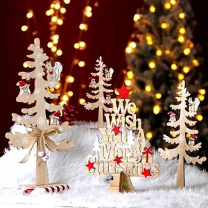 Decorazioni Natalizie in Legno Albero di Natale Renna Ornamenti Dipinti a Mano Alce Figurina Decorazione Tavolo Casa