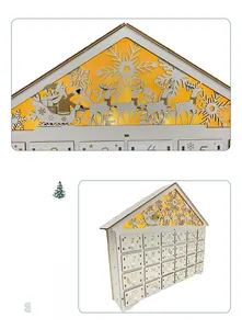 Detail of laser-cut reindeer and sleigh design on a 24-drawer wooden Christmas calendar