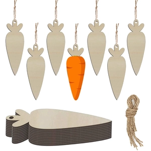 DIY wooden Easter carrot pendants with natural twine for rustic home decorations