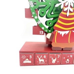 Christmas wooden advent calendar ferris wheel with gnome and gift drawers decoration