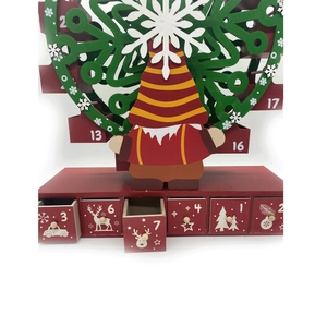 Christmas wooden ferris wheel advent calendar with gnome decoration and drawers