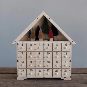 Houten Kerst Adventskalender Met 24 Lades Huisvorm Aftellen Bureau Decoratie Kerstboom Ornament Vakantie