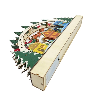 Pont de Noël en bois avec LED, traîneau du Père Noël et décor de chalet enneigé