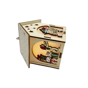 Maison de Noël en bois illuminée avec LED et toit enneigé pour décoration de fête