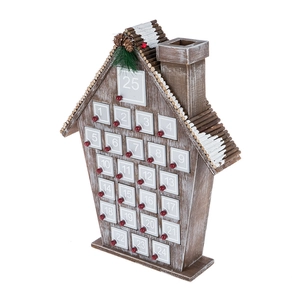 Luminous wooden advent calendar with 25 drawers and pine cone decor for Christmas