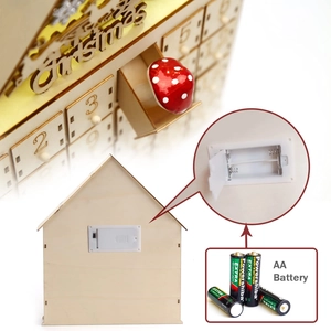 Christmas wooden advent calendar with numbered drawers and integrated LED battery box