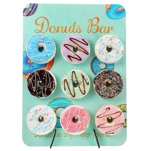 Mint green wooden donut bar wall display stand with nine pegs for party decorations