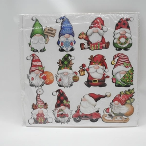 Lot de 12 ornements de gnomes de Noël en papier avec divers motifs de fête