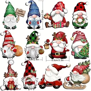 Spécifications de taille pour 12 décorations de Noël en forme de gnome de 9 cm de haut