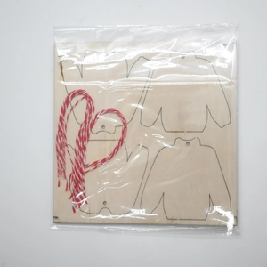 DIY Christmas wooden sweater ornament kit with natural laser-cut wood pieces and red rope